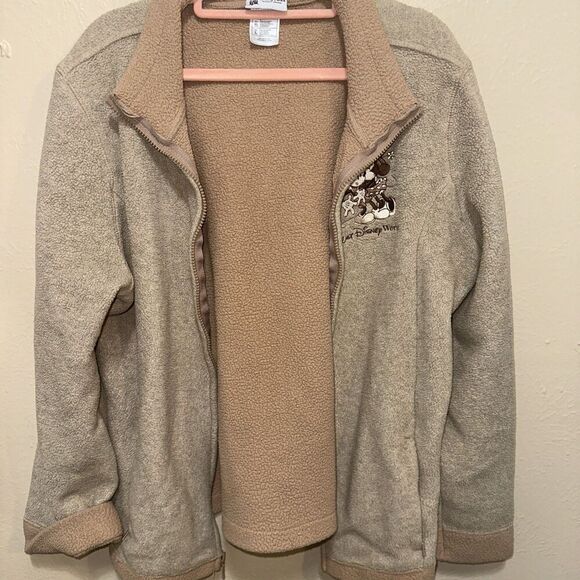 Walt Disney World Embroidered Mickey & Minnie Mouse Fleece Jacket Large - Picture 1 of 3